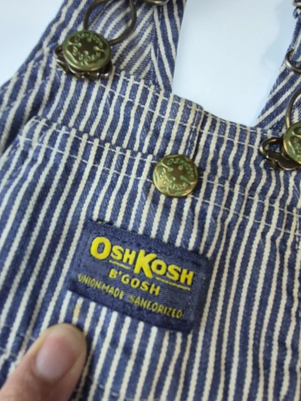 Vintage OshKosh B'Gosh Vestbak Hickory Stripe Bib Overalls Toddler 2T USA Made
